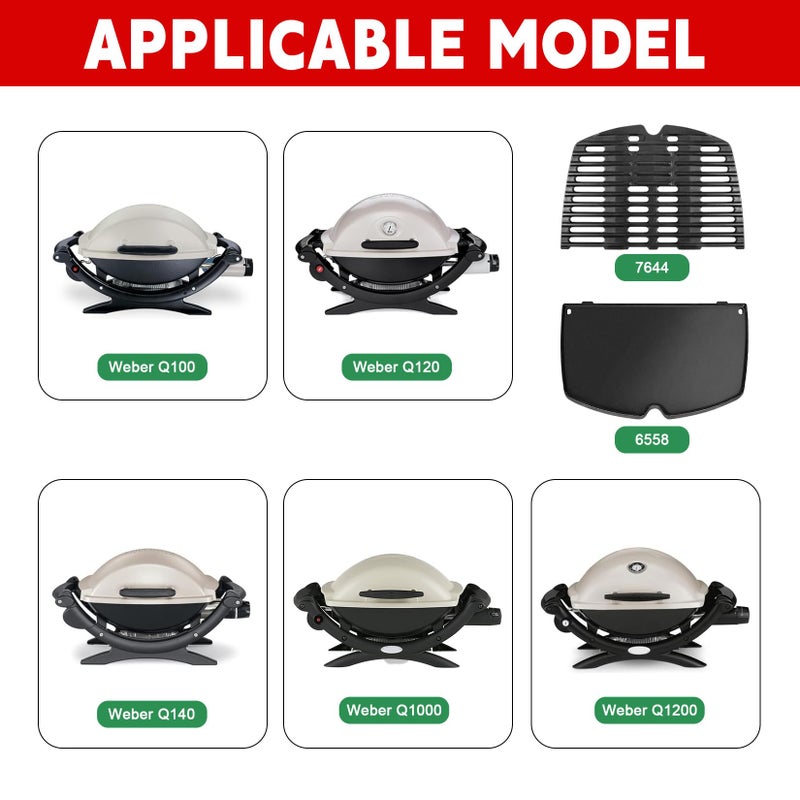 GGC 6558 Griddle for Weber Q100 Q120 Q1000 Q1200 Series Grills, Cast Iron Grill Parts for Weber Q100 Grills, 12.6" x 8.6" Cooking Griddle for Webbr Baby Q - Image 4